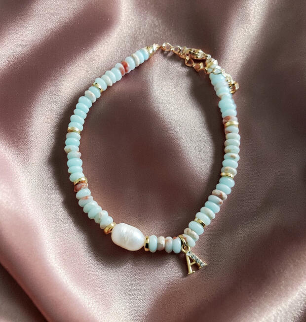 AE0005 ....11 € Edelsteine, Süßwasser Perle, Personalisierung mit Buchstabe oder Sternzeichen